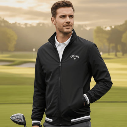 Matthew | Water Resistant Full Zip Stripe Trim Athletic Windbreaker Jacket