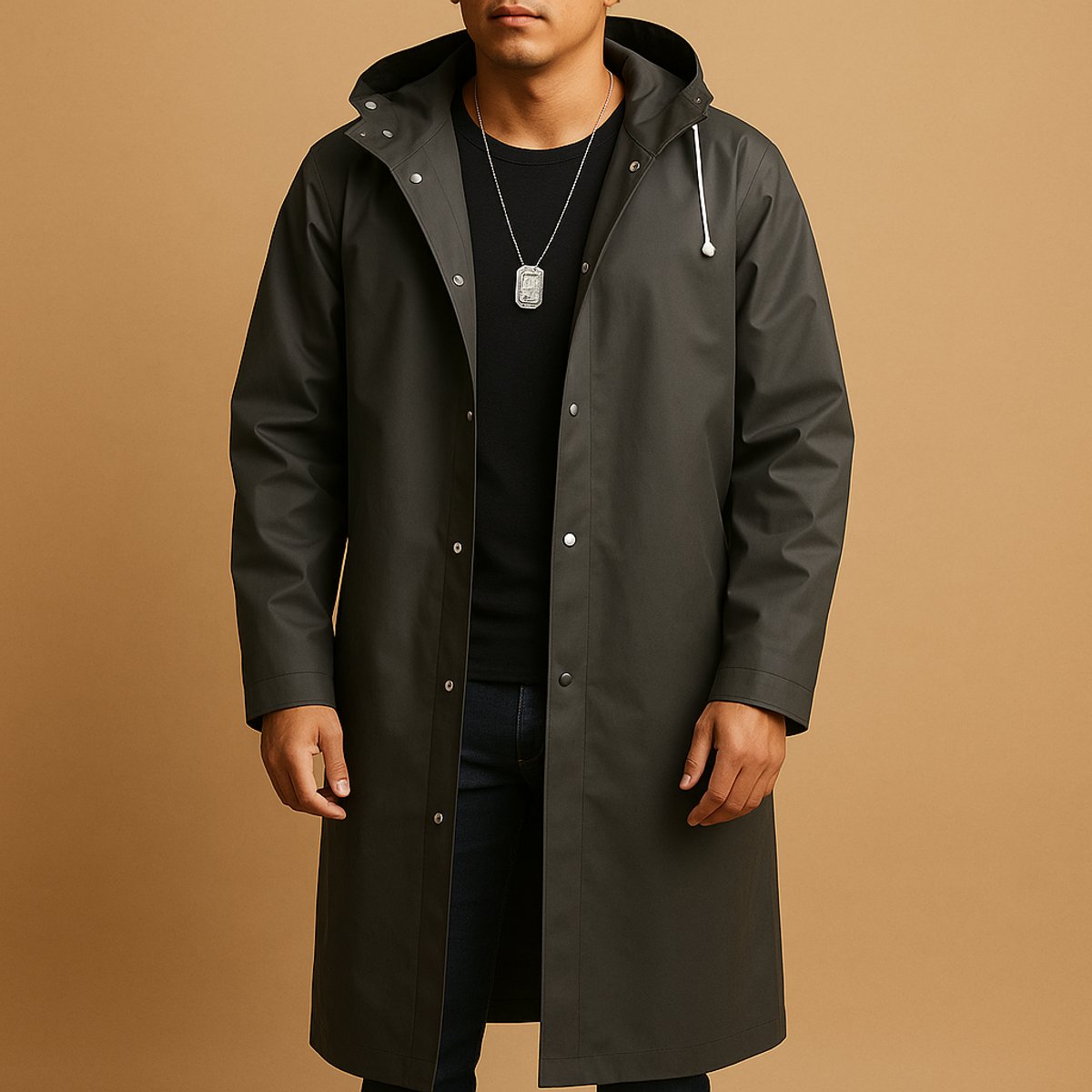 Desmond | Men's Waterproof Hooded Longline Rain Jacket