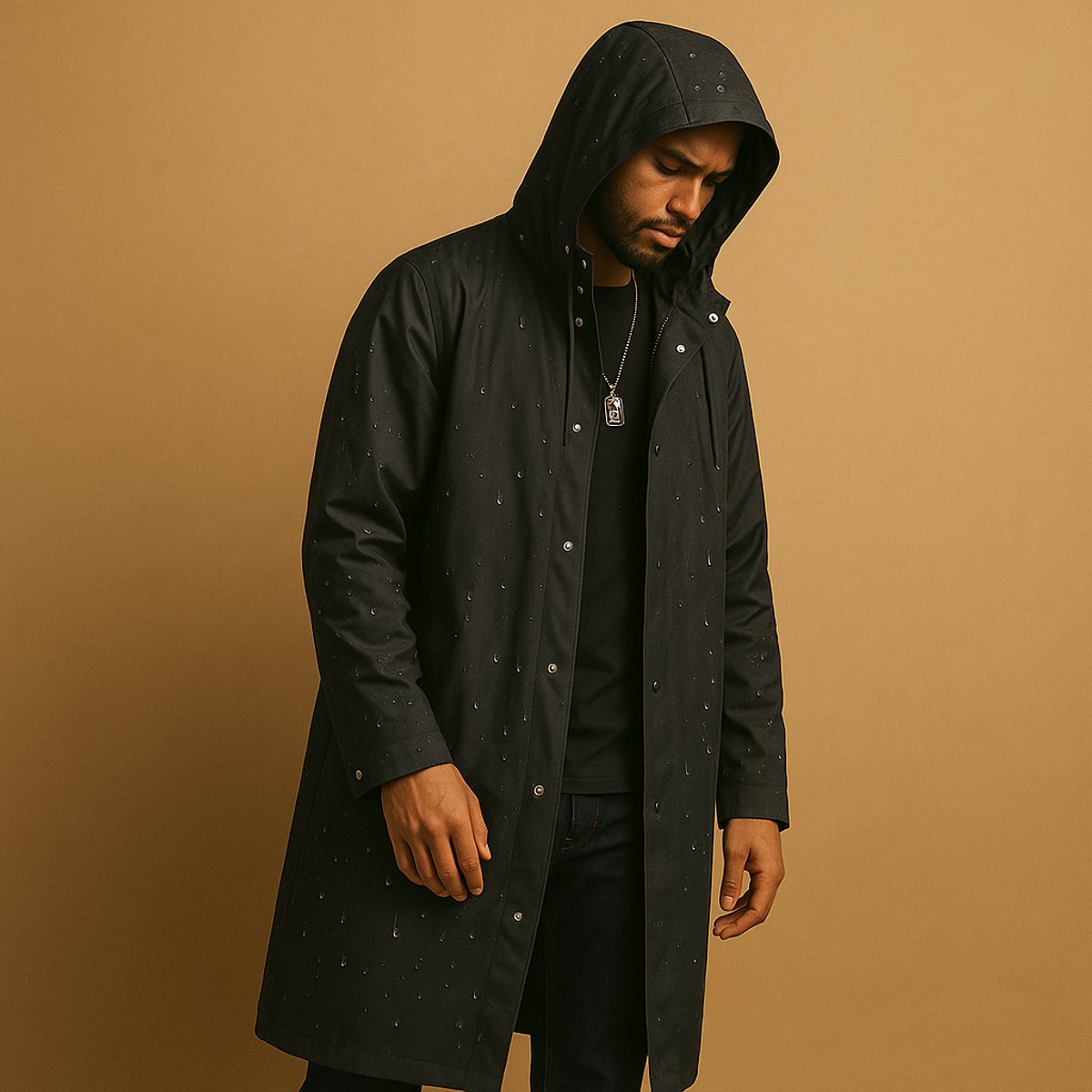 Desmond | Men's Waterproof Hooded Longline Rain Jacket