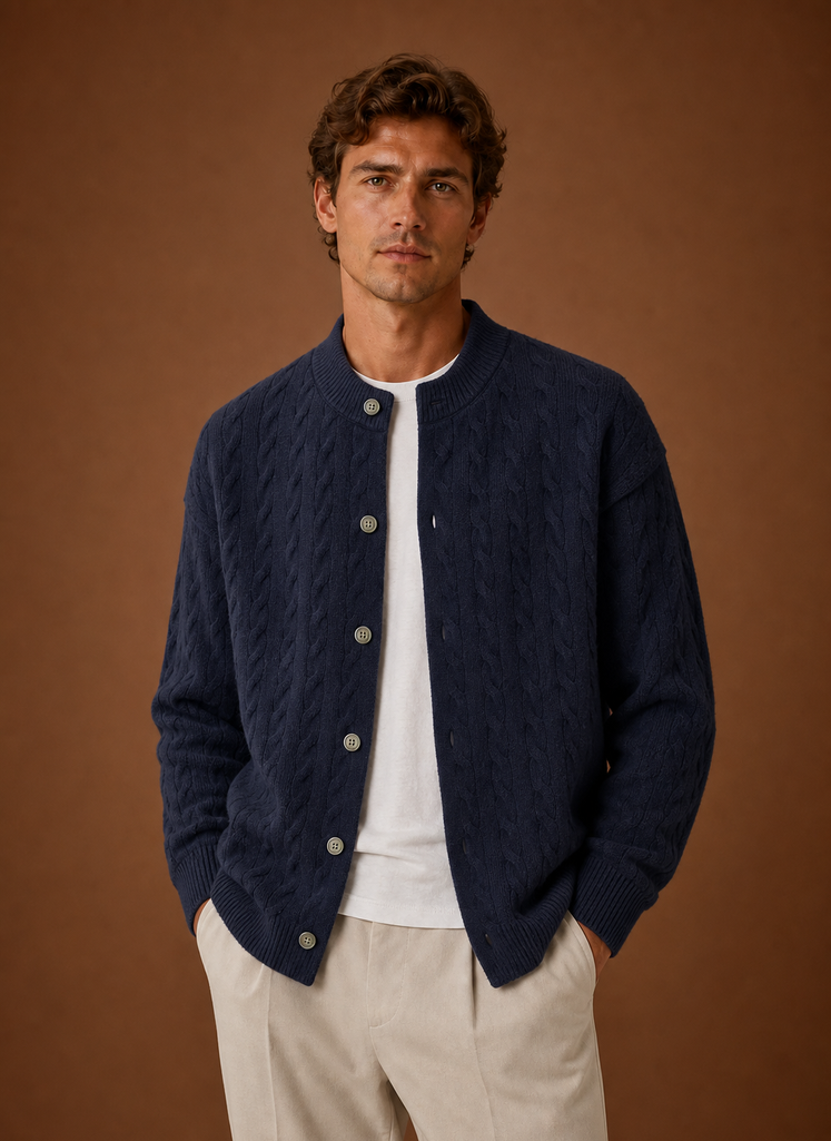 Ellsworth | Men's Cable Knit Button Front Cardigan Sweater