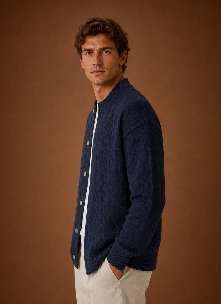 Ellsworth | Men's Cable Knit Button Front Cardigan Sweater