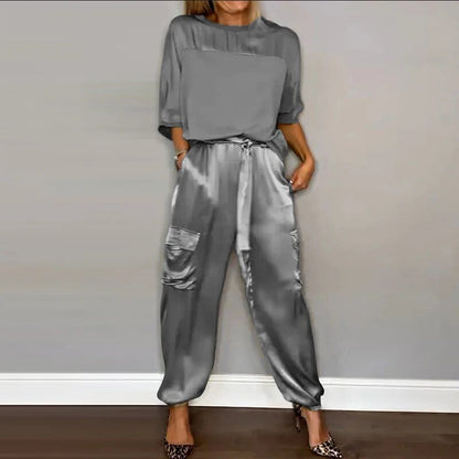 Nova | Women's Relaxed Satin Two Piece Loungewear Set