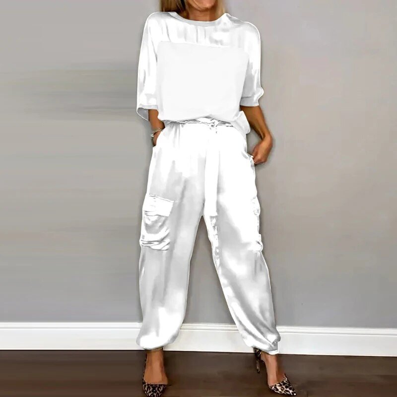 Nova | Women's Relaxed Satin Two Piece Loungewear Set