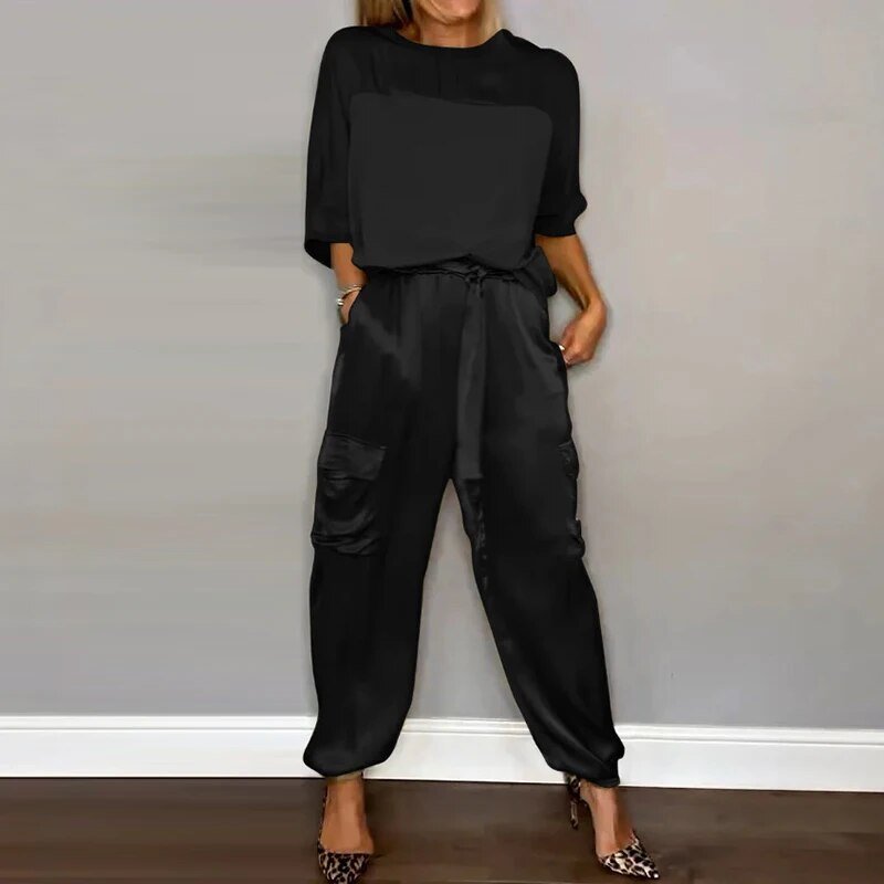 Nova | Women's Relaxed Satin Two Piece Loungewear Set