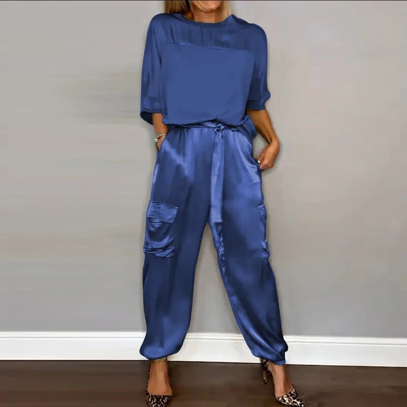 Nova | Women's Relaxed Satin Two Piece Loungewear Set