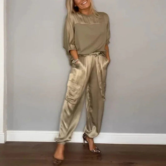 Nova | Women's Relaxed Satin Two Piece Loungewear Set