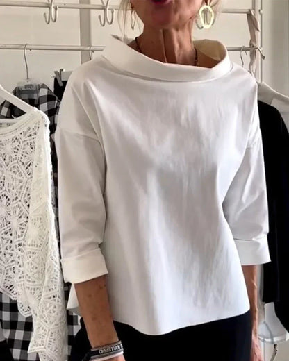 Maya | Bateau Neck Tops 3/4 Sleeve Oversized Casual Blouses