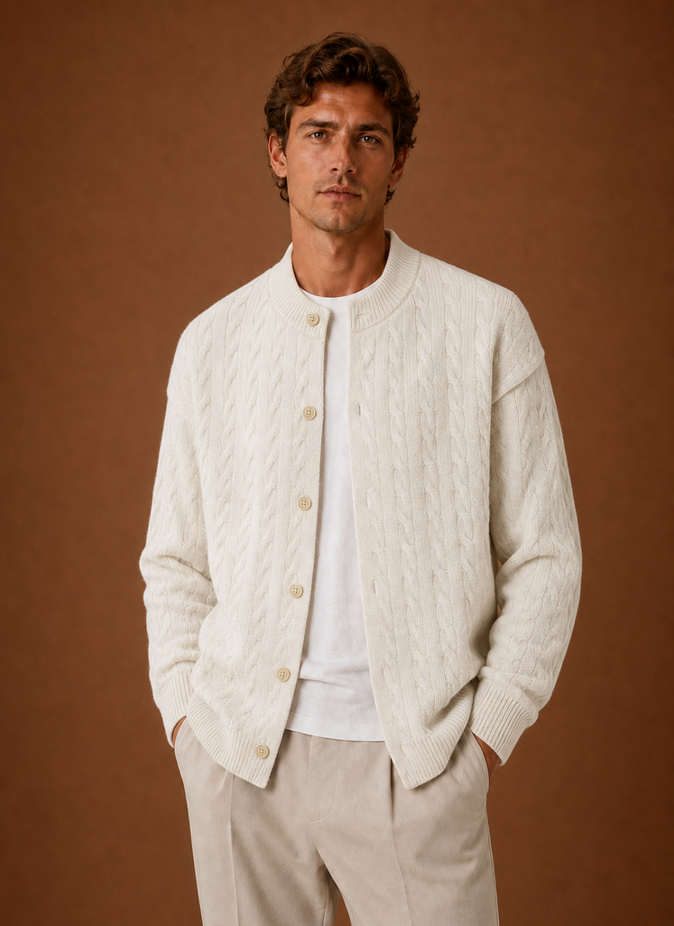 Ellsworth | Men's Cable Knit Button Front Cardigan Sweater