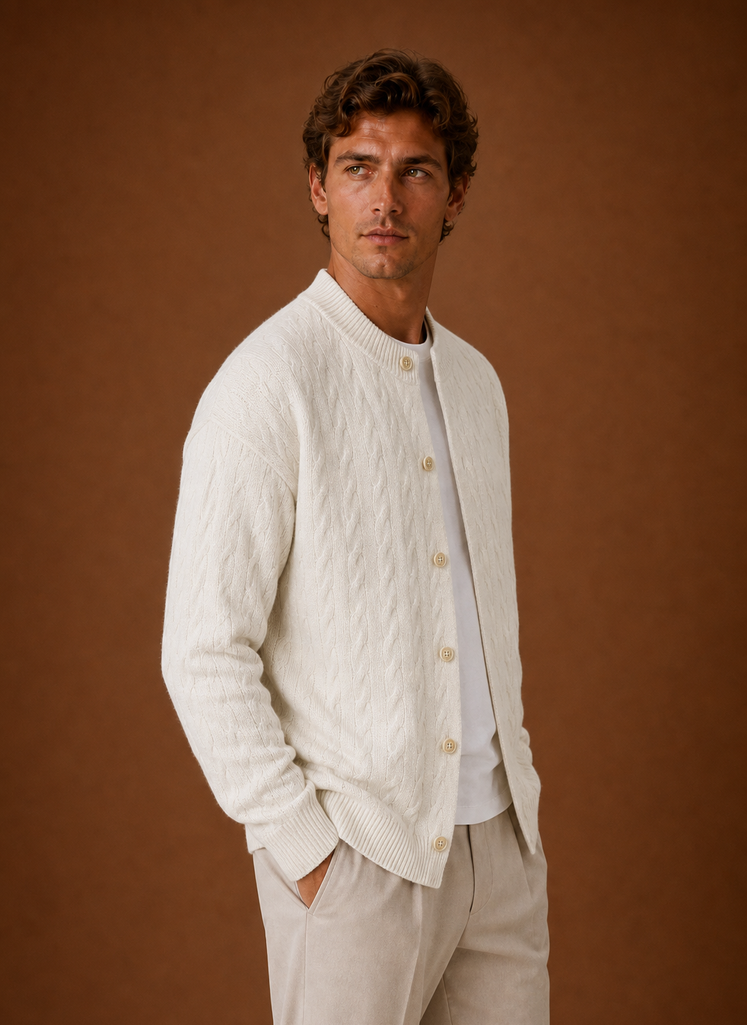 Ellsworth | Men's Cable Knit Button Front Cardigan Sweater
