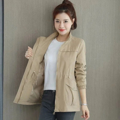 Daria | Stand Collar Elasticated Waist Long Sleeve Lightweight Casual Jacket