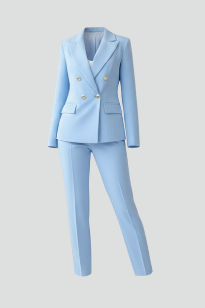 Cecily | Women's Double Breasted Tailored Straight Leg Suit Set