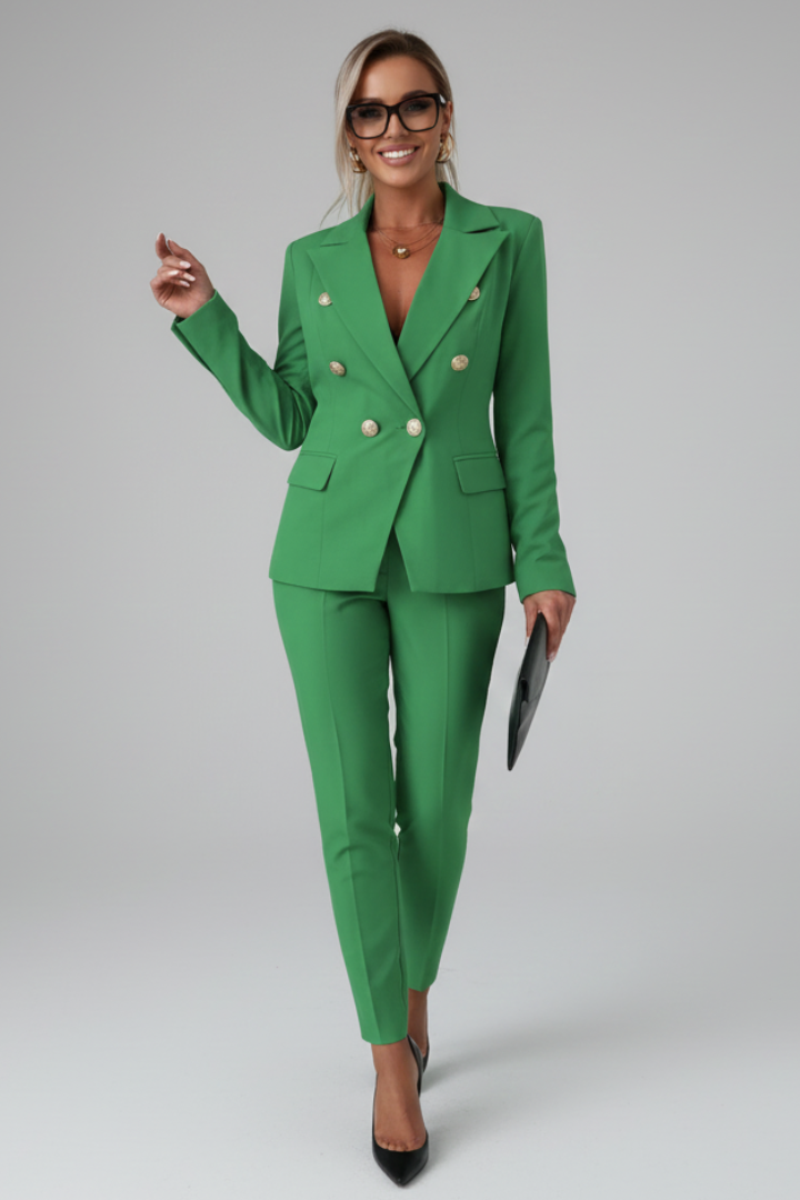 Cecily | Women's Double Breasted Tailored Straight Leg Suit Set