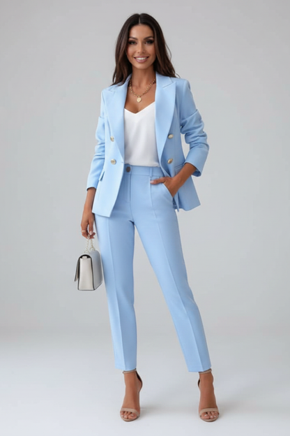Cecily | Women's Double Breasted Tailored Straight Leg Suit Set