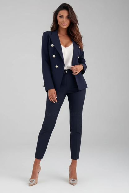 Cecily | Women's Double Breasted Tailored Straight Leg Suit Set