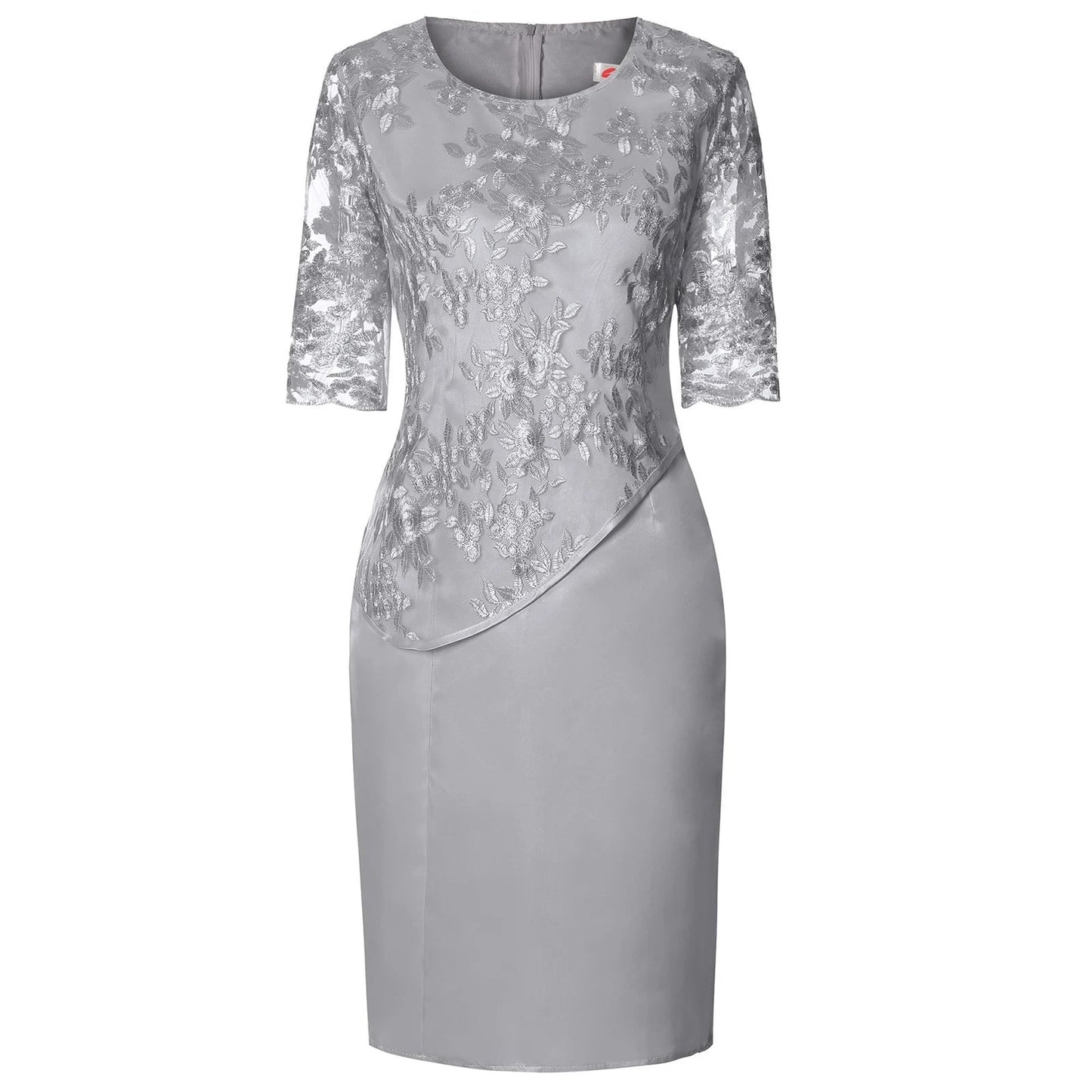 Isabella | Plus Size Floral Lace Midi Formal Wedding Guest Dress
