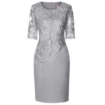 Isabella | Plus Size Floral Lace Midi Formal Wedding Guest Dress