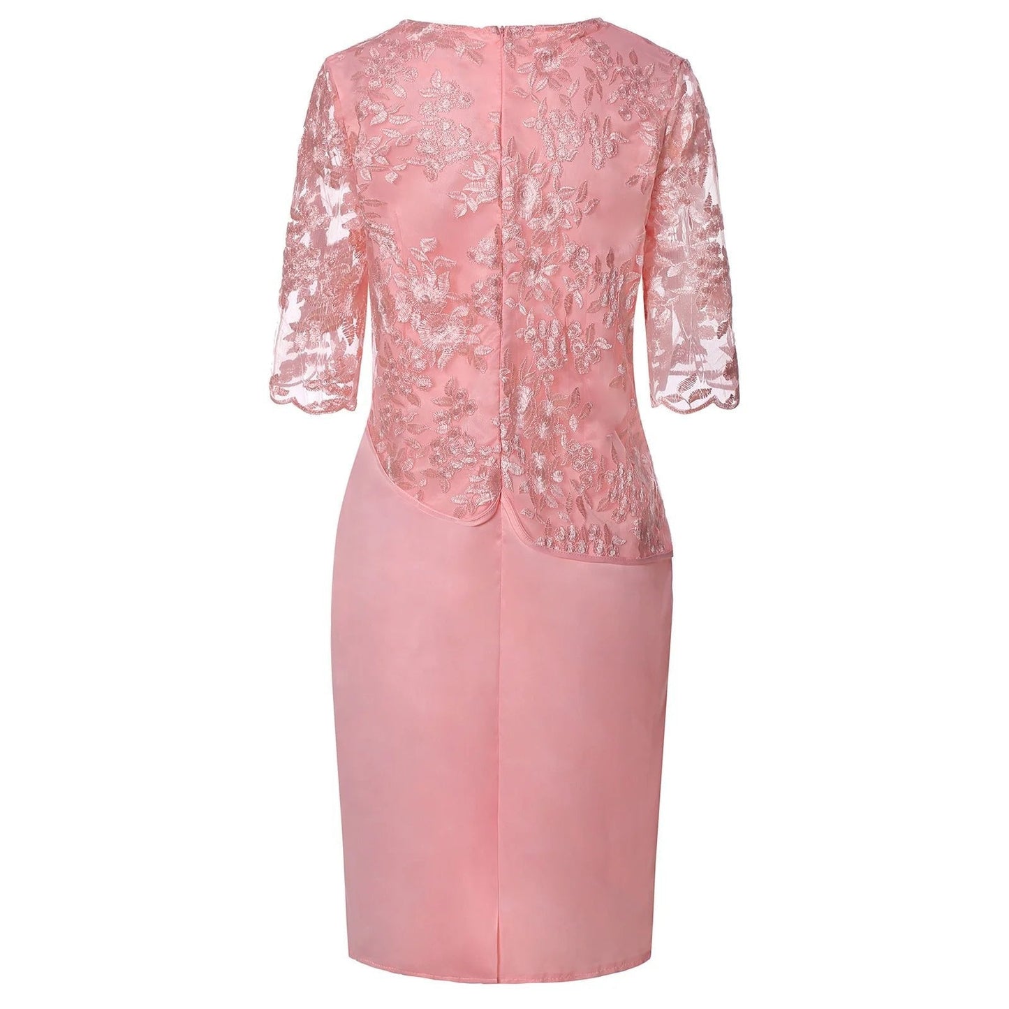 Isabella | Plus Size Floral Lace Midi Formal Wedding Guest Dress