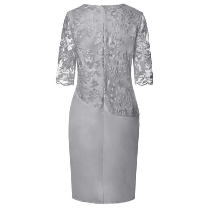 Isabella | Plus Size Floral Lace Midi Formal Wedding Guest Dress