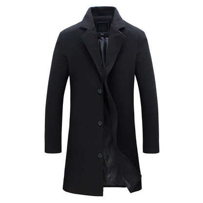 Thorne | Men's Winter Long Overcoat Notch Lapel Wool Blend Coat