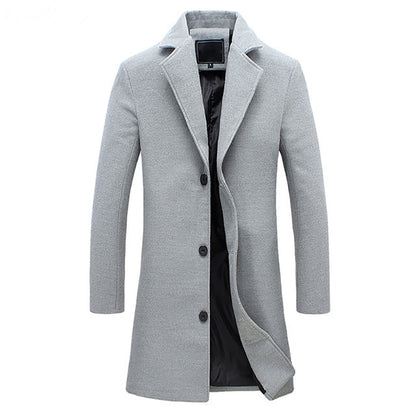 Thorne | Men's Winter Long Overcoat Notch Lapel Wool Blend Coat