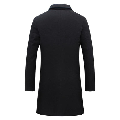 Thorne | Men's Winter Long Overcoat Notch Lapel Wool Blend Coat