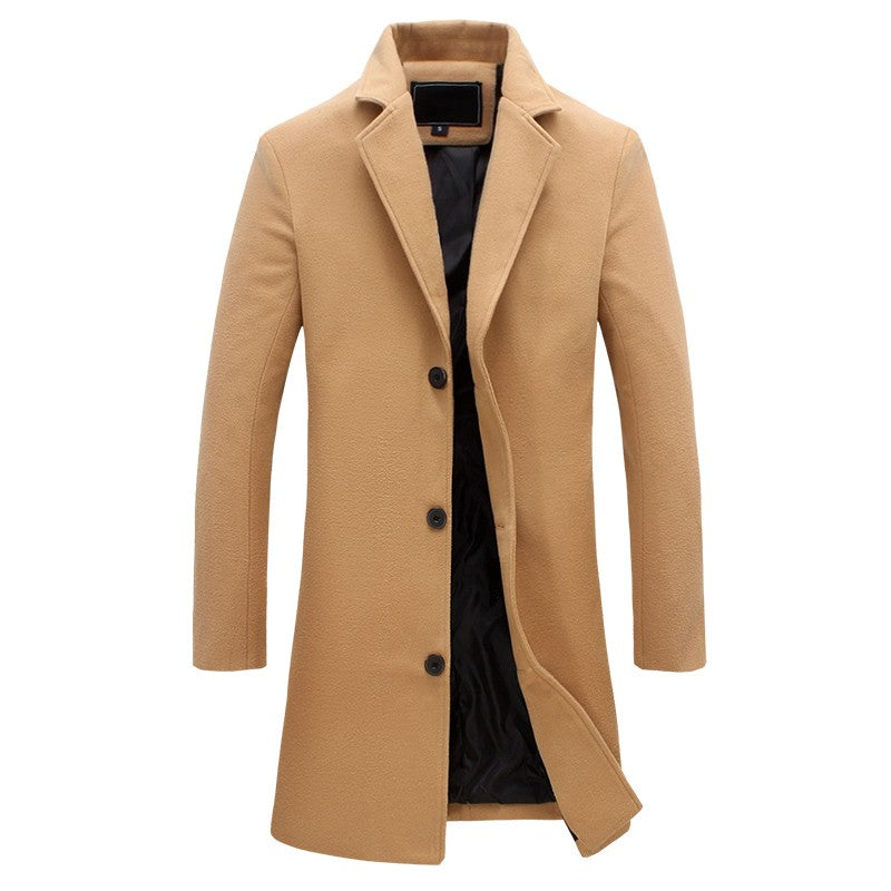 Thorne | Men's Winter Long Overcoat Notch Lapel Wool Blend Coat