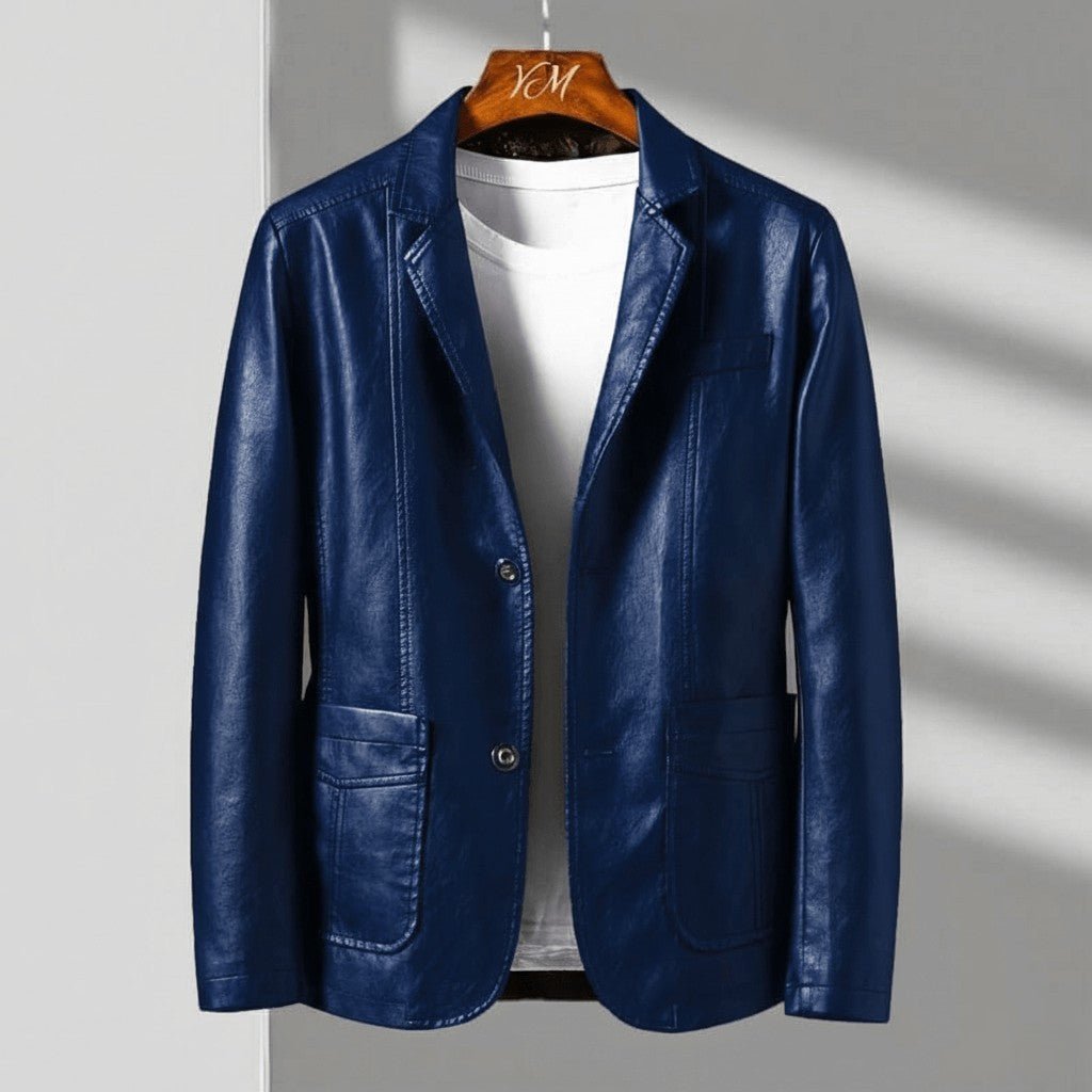 Lucian | Men's Faux Leather Tailored Two-Button Blazer Jacket