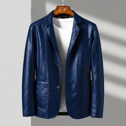 Lucian | Men's Faux Leather Tailored Two-Button Blazer Jacket