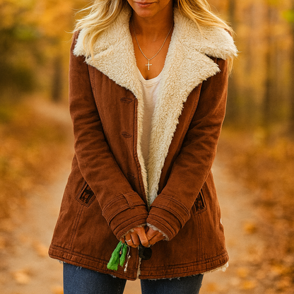 Marlowyx | Women's Sherpa Collar Faux Fur Button Front Jacket