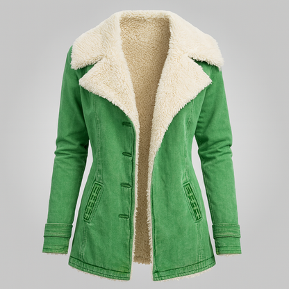 Marlowyx | Women's Sherpa Collar Faux Fur Button Front Jacket