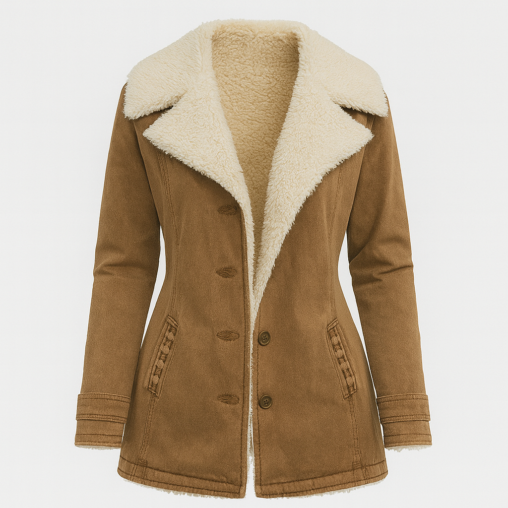 Marlowyx | Women's Sherpa Collar Faux Fur Button Front Jacket