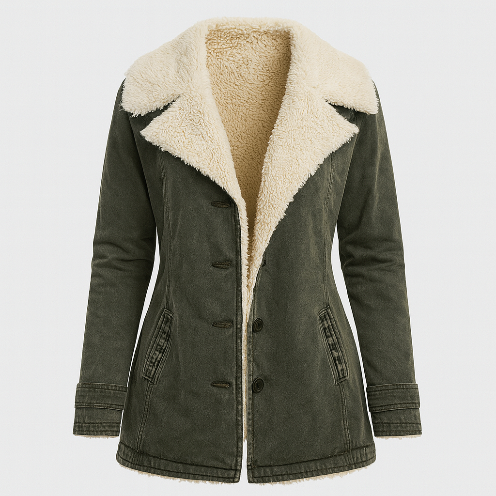 Marlowyx | Women's Sherpa Collar Faux Fur Button Front Jacket