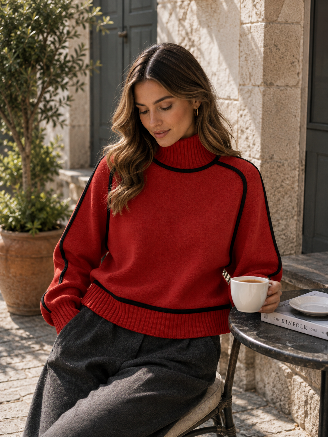Sorenne | Women's Oversized Ribbed Knit Roll Neck Sweater