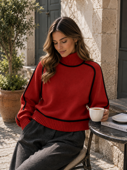 Sorenne | Women's Oversized Ribbed Knit Roll Neck Sweater