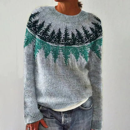 Carola | Women's Fair Isle Scandinavian Knit Boat Neck Sweater