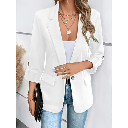 Elara | Women's Tailored Open Front Ruched Sleeve Blazer