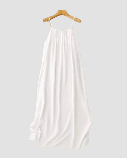 Petra | Spaghetti Strap Scoop Neck Relaxed Linen Blend Casual Maxi Dress