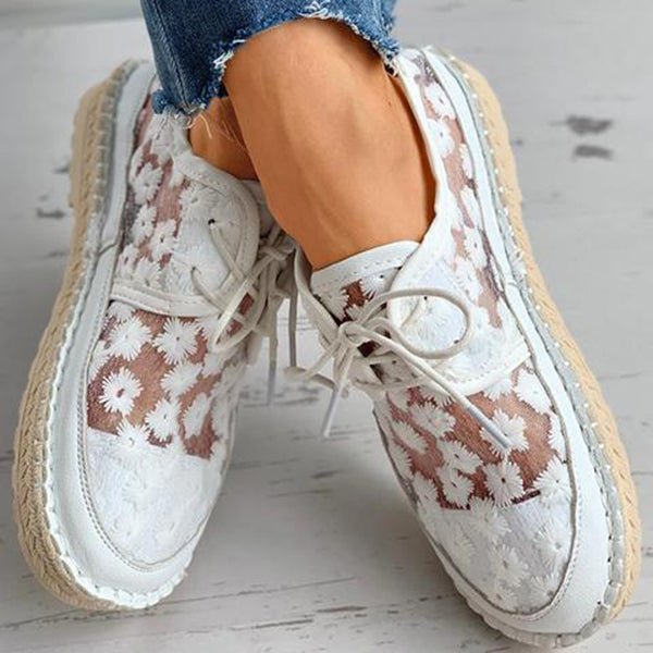 Fernanda | Women's Floral Embroidered Lace-Up Espadrille Sneaker