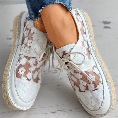 Fernanda | Women's Floral Embroidered Lace-Up Espadrille Sneaker