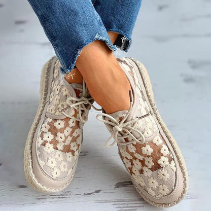 Fernanda | Women's Floral Embroidered Lace-Up Espadrille Sneaker