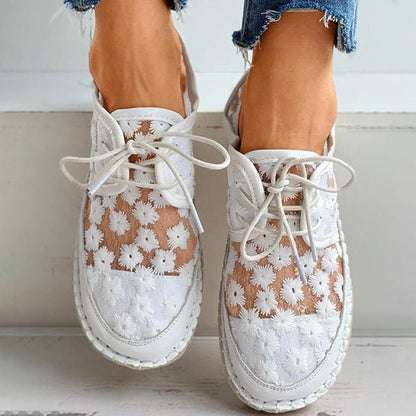 Fernanda | Women's Floral Embroidered Lace-Up Espadrille Sneaker