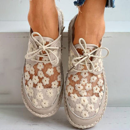 Fernanda | Women's Floral Embroidered Lace-Up Espadrille Sneaker