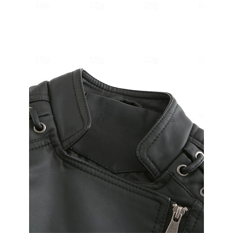 Neve | Women's Faux Leather Biker Moto Cropped Jacket