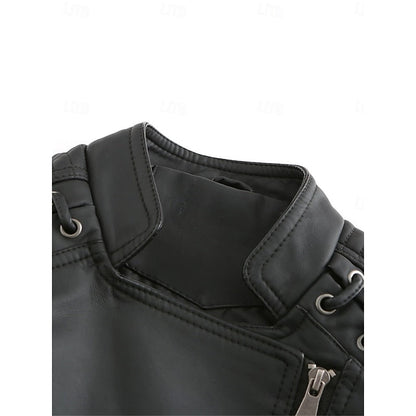 Neve | Women's Faux Leather Biker Moto Cropped Jacket