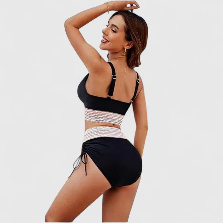 Lily | High Waisted Bikini Set Halter V Neck