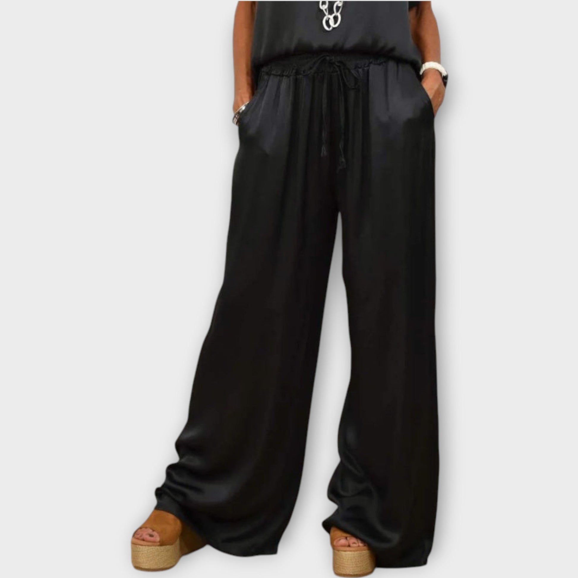 Elodie | Women's Satin Wide Leg Two-Piece Co-ord Set