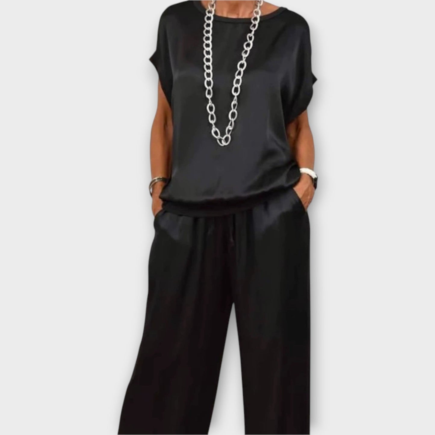 Elodie | Women's Satin Wide Leg Two-Piece Co-ord Set
