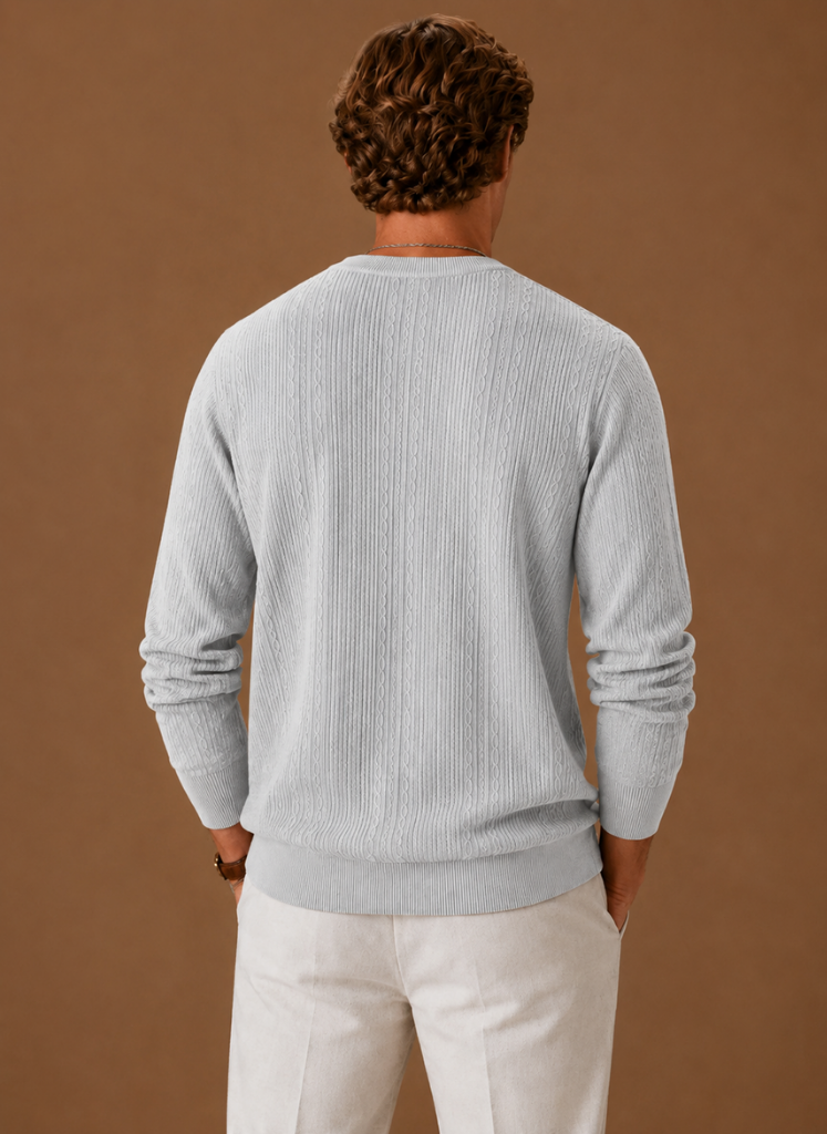 Thelmore | Men's Cable Knit Crew Neck Textured Pullover Sweater