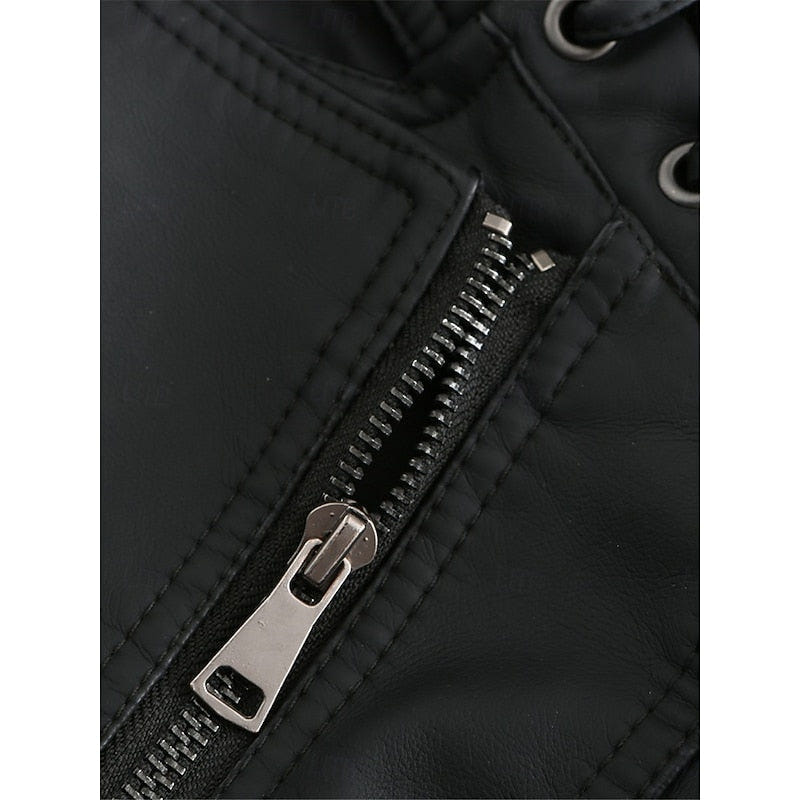 Neve | Women's Faux Leather Biker Moto Cropped Jacket