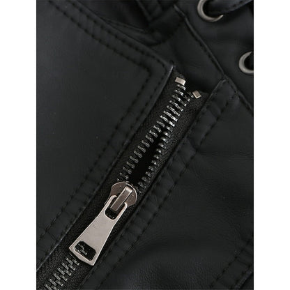 Neve | Women's Faux Leather Biker Moto Cropped Jacket